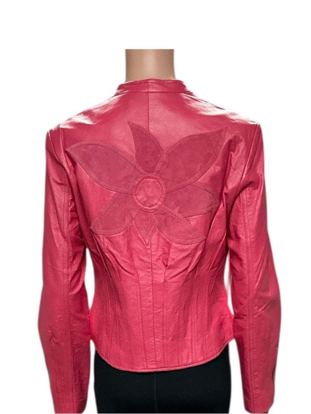 metrostyle - EC - Vintage Fuchsia Pink Leather Double Zip Jacket - Picture 3 of 3